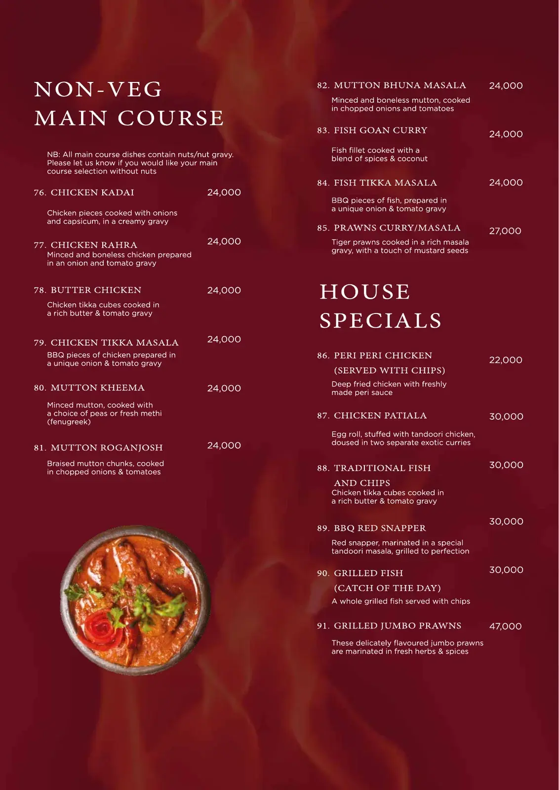 Flames Restaurant menu page 10 of 16