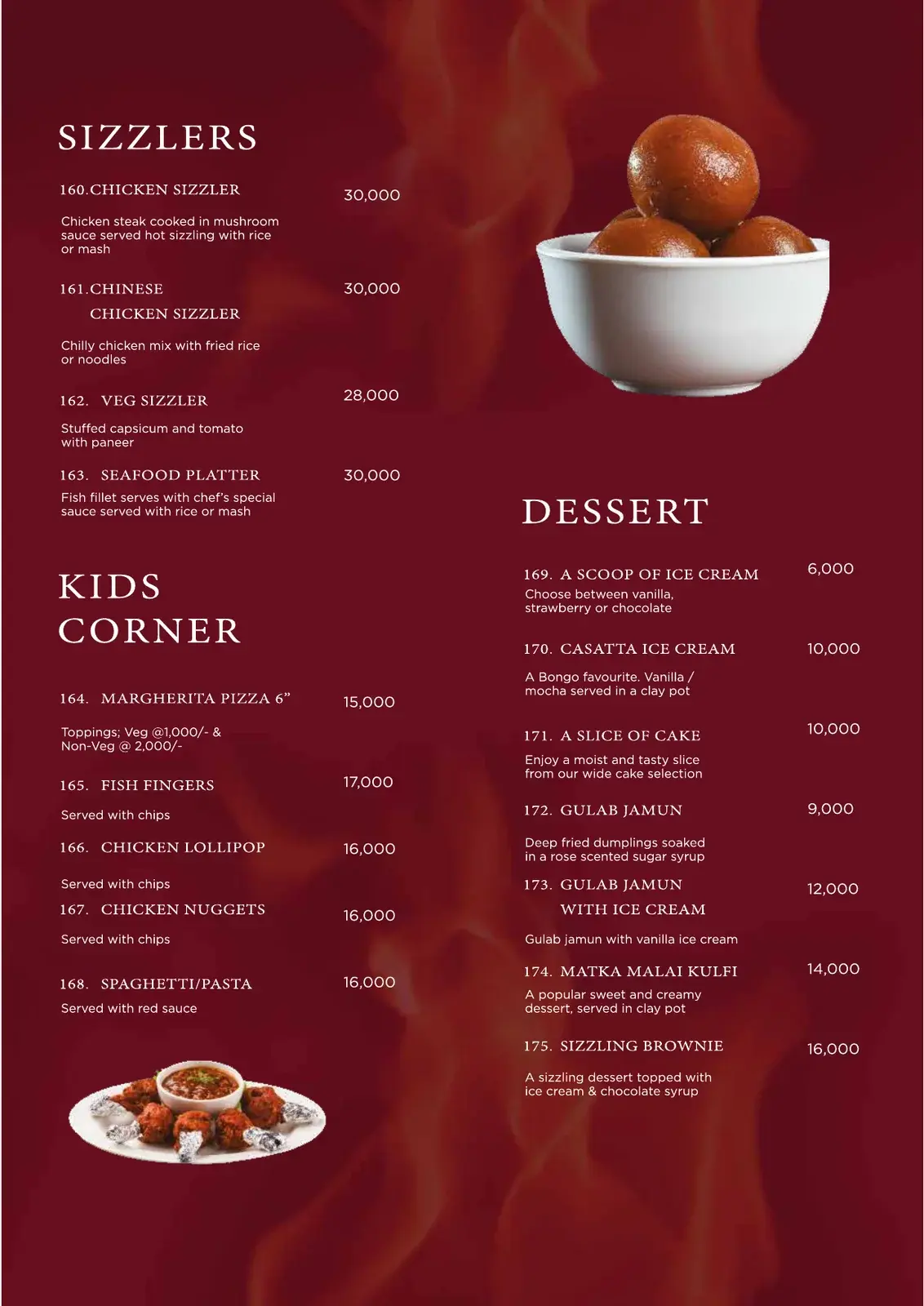 Flames Restaurant menu page 11 of 16