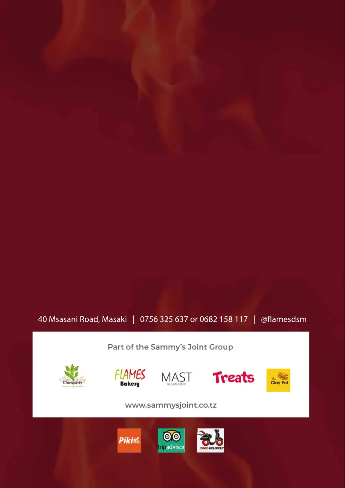 Flames Restaurant menu page 14 of 16