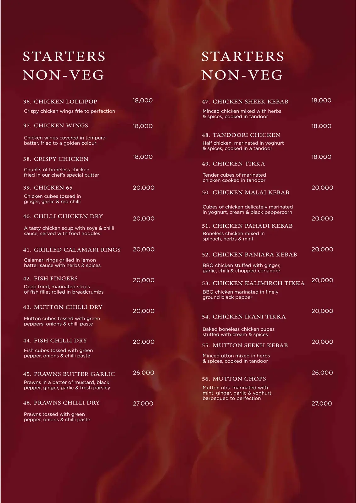 Flames Restaurant menu page 5 of 16