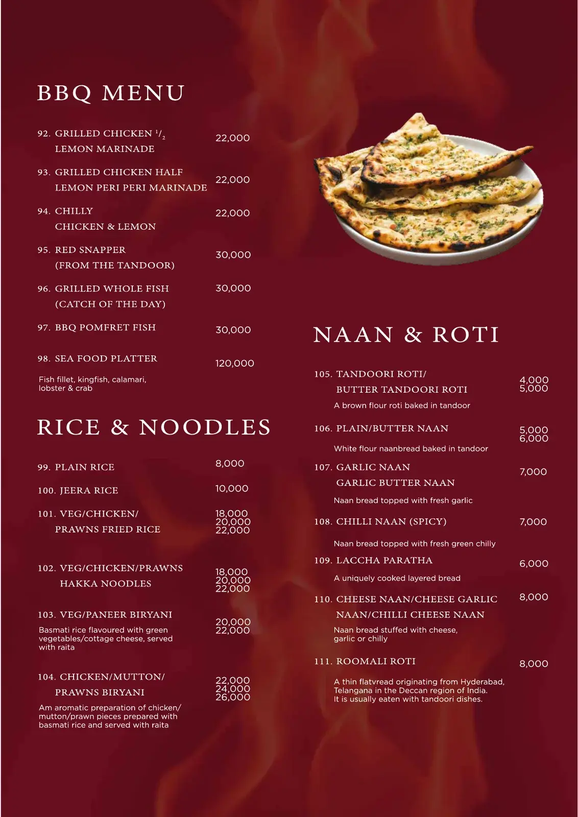 Flames Restaurant menu page 7 of 16