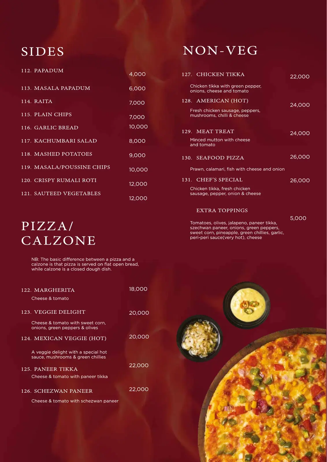 Flames Restaurant menu page 8 of 16